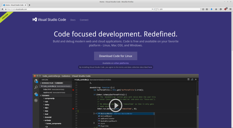 visual studio code linux mint .net core